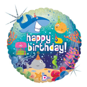 ⚪ round happy birthday animali marini