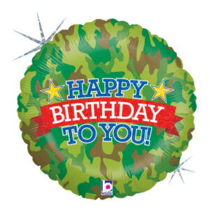 ⚪ round happy birthday camouflage