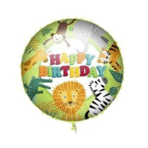 ⚪ round happy birthday animali giungla