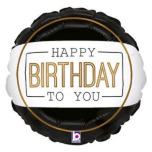 🟠 round happy birthday bianco nero – mini shape