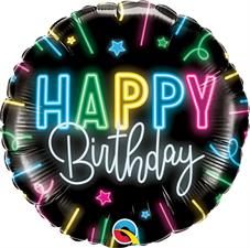 ⚪ round happy birthday neon