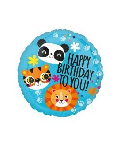 ⚪ round happy birthday animali giungla