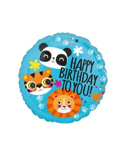 ⚪ round happy birthday animali giungla