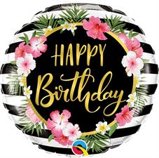 ⚪ round happy birthday fiori
