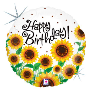 ⚪ round happy birthday girasoli