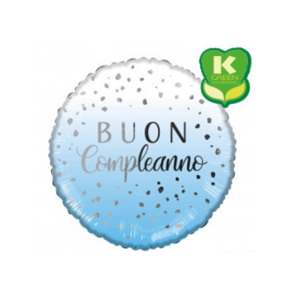 ⚪ round buon compleanno azzurro