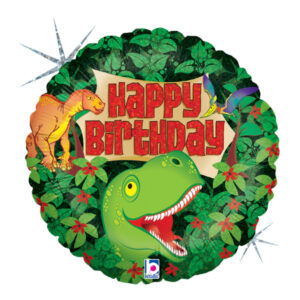 ⚪ round happy birthday dinosauri