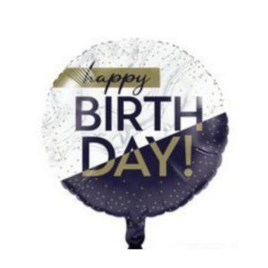 ⚪ round happy birthday bianco blu
