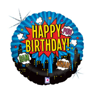 ⚪ round happy birthday fumetto