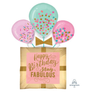 🟢 pacco regalo con palloncini happy birthday