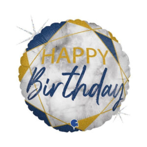 ⚪ round happy birthday blu oro