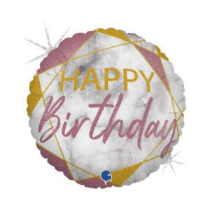 ⚪ round happy birthday rosa oro