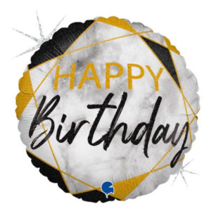 ⚪ round happy birthday nero oro