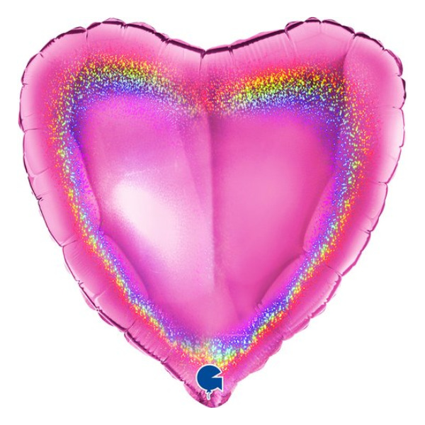 ⚪ cuore fuxia glitter olografico