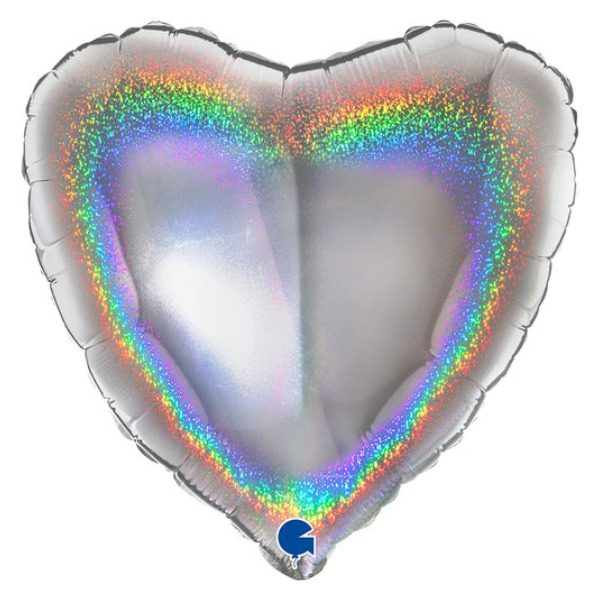 ⚪ cuore argento glitter olografico