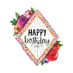 🟢 cuscinetto happy birthday con fiori