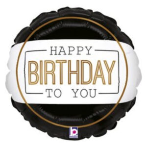 🟠 round happy birthday bianco nero - mini shape