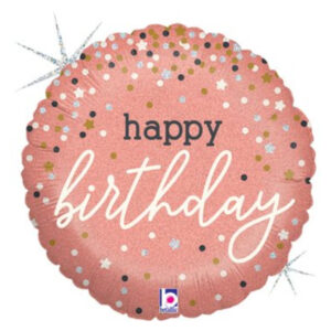 🟠 round happy birthday rosa gold- mini shape