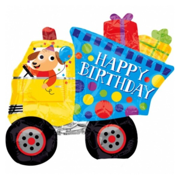 🟠 camion happy birthday con cagnolino - mini shape