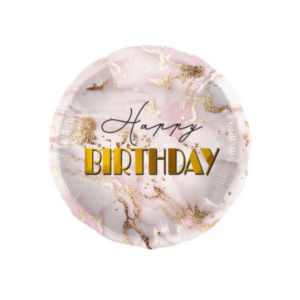 ⚪ round happy birthday rosa oro
