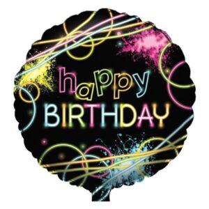 ⚪ round happy birthday neon