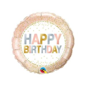 ⚪ round happy birthday rosa oro argento
