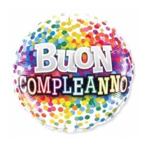 ⚪ round buon compleanno coriandoli
