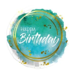 ⚪ round happy birthday verde oro