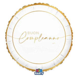 ⚪ round buon compleanno bianco oro