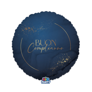 ⚪ round buon compleanno blu oro