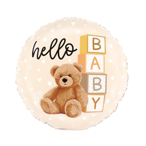 ⚪ round hello baby con orsetto