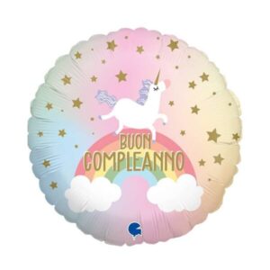 ⚪ round buon compleanno unicorno