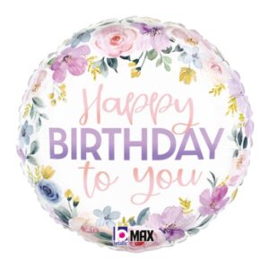 ⚪ round happy birthday fiori
