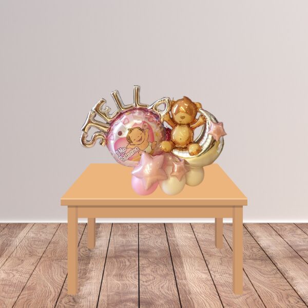 Composizione con orsetto, nome, luna e stelle battesimo