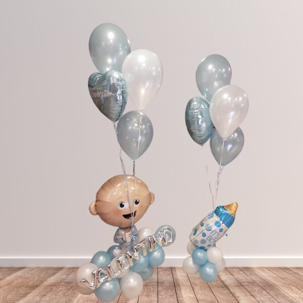 Composizione nascita con nome, bimbo e biberon