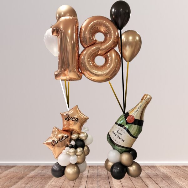 Composizione diciottesimo compleanno bottiglia