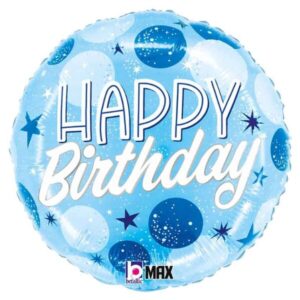 ⚪ round happy birthday azzurro