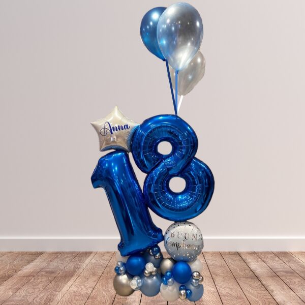 Composizione diciottesimo blu, argento e azzurro