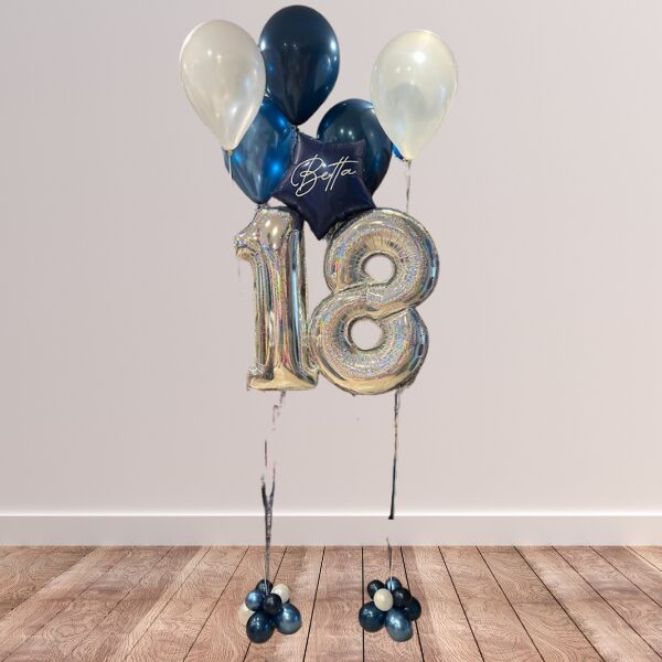 Composizione diciottesimo volante blu e argento