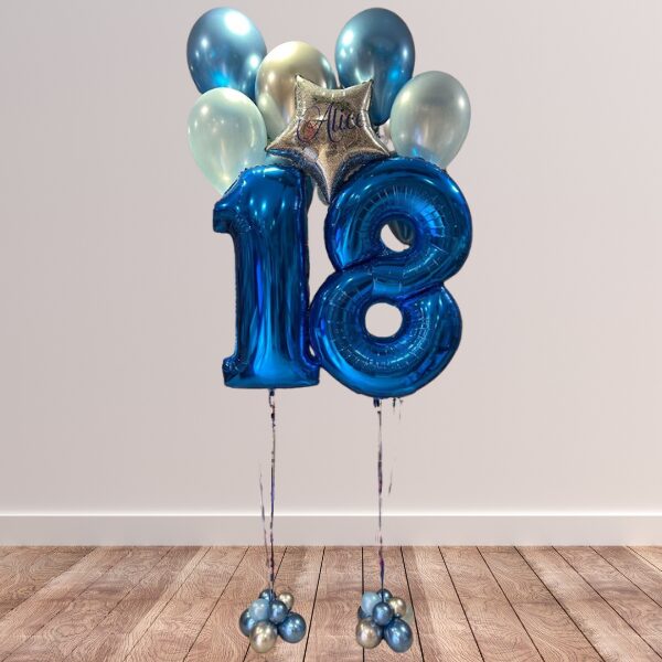 Composizione diciottesimo volante blu, argento e azzurro