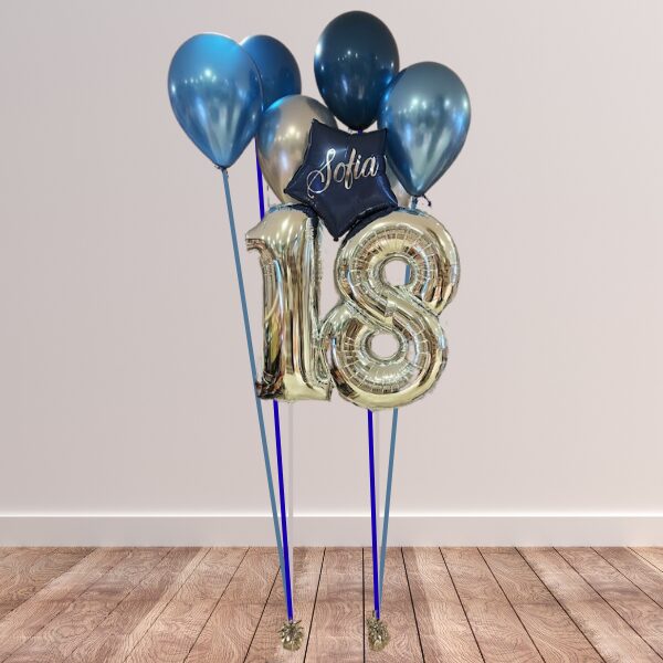 Composizione diciottesimo volante blu e argento