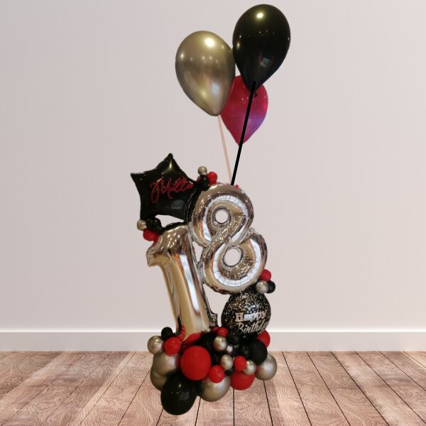 Composizione diciottesimo da terra nera, rossa e argento