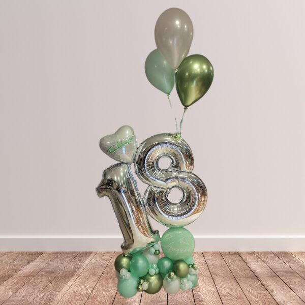 Composizione diciottesimo da terra verde, bianco e argento