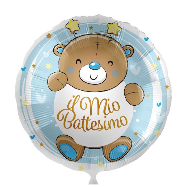 ⚪ round il mio battesimo orsetto azzurro