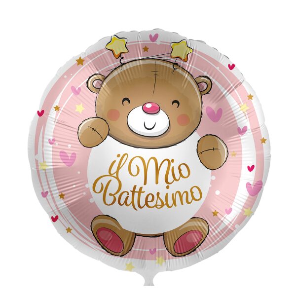 ⚪ round il mio battesimo orsetto rosa