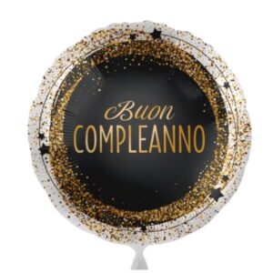 ⚪ round buon compleanno scritta oro