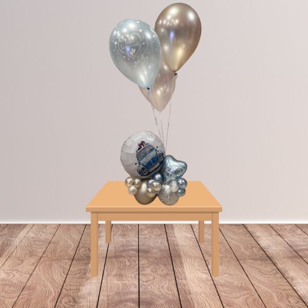 Composizione da tavolo anniversario con foto personalizzata