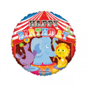 ⚪ round happy birthday animali circo
