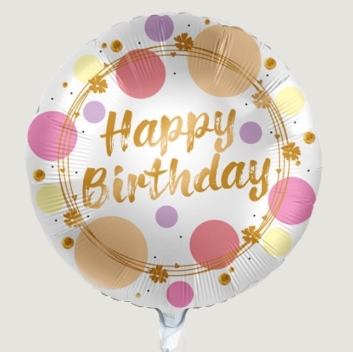 ⚪ round happy birthday fiori pastello