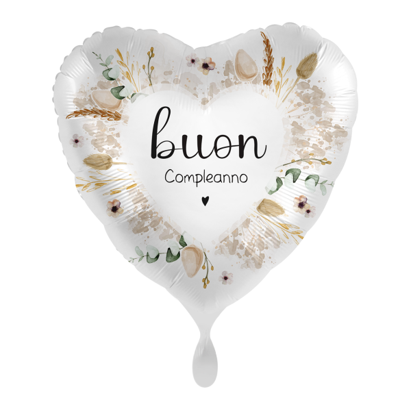 ⚪ cuore happy birthday foglie e fiori